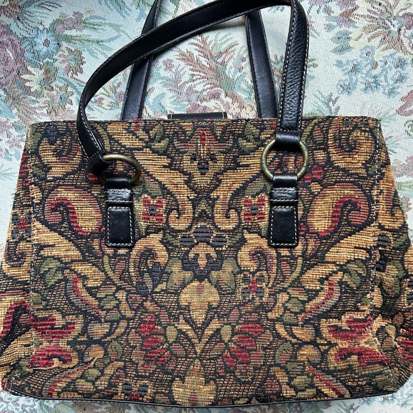 Fossil Multicolor Tapestry Shoulder Bag with Black Straps - Picture 1 of 9